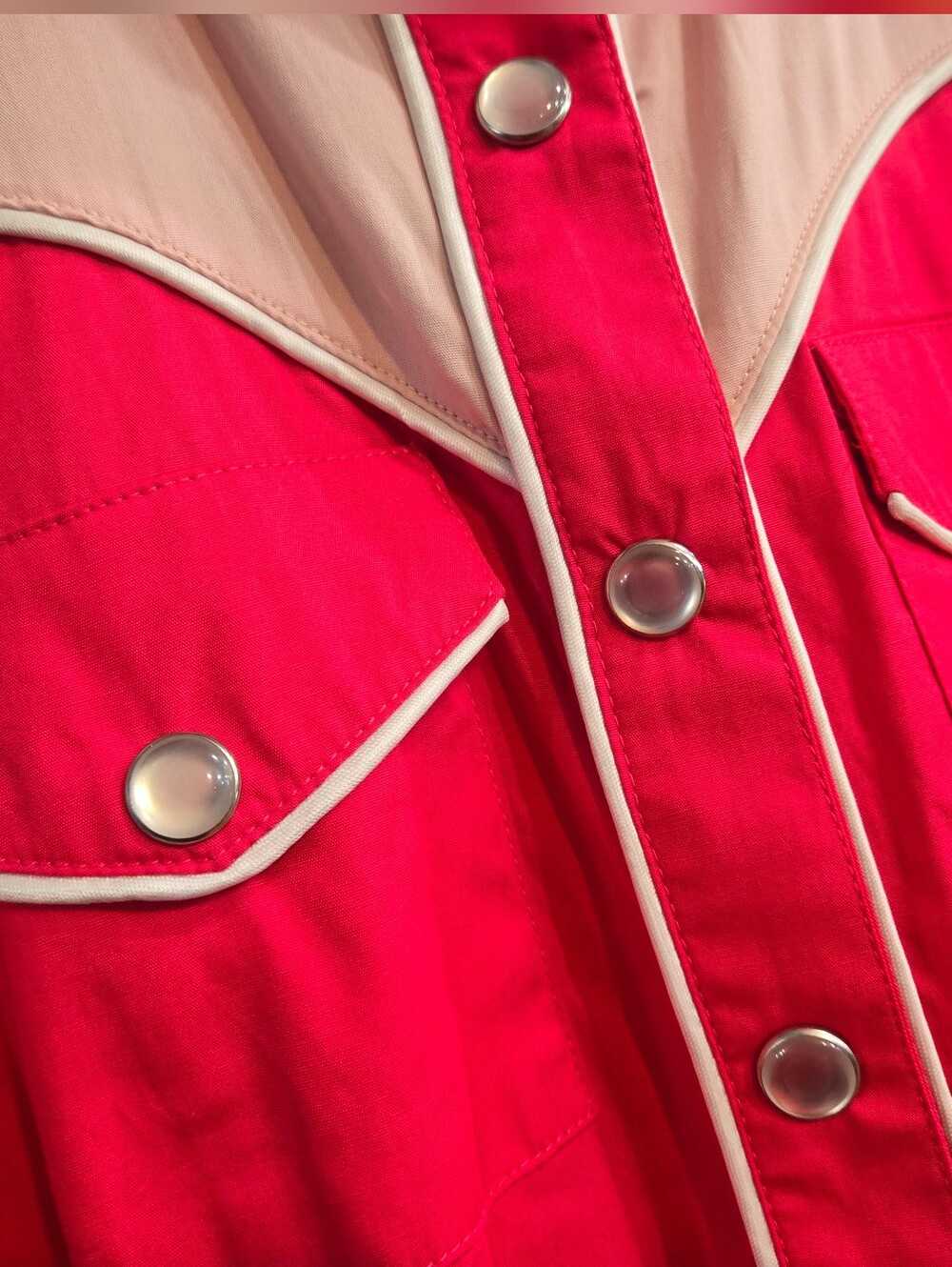 Unique Vintage Hot Pink Western Shirt Dress - Picture 4 of 7